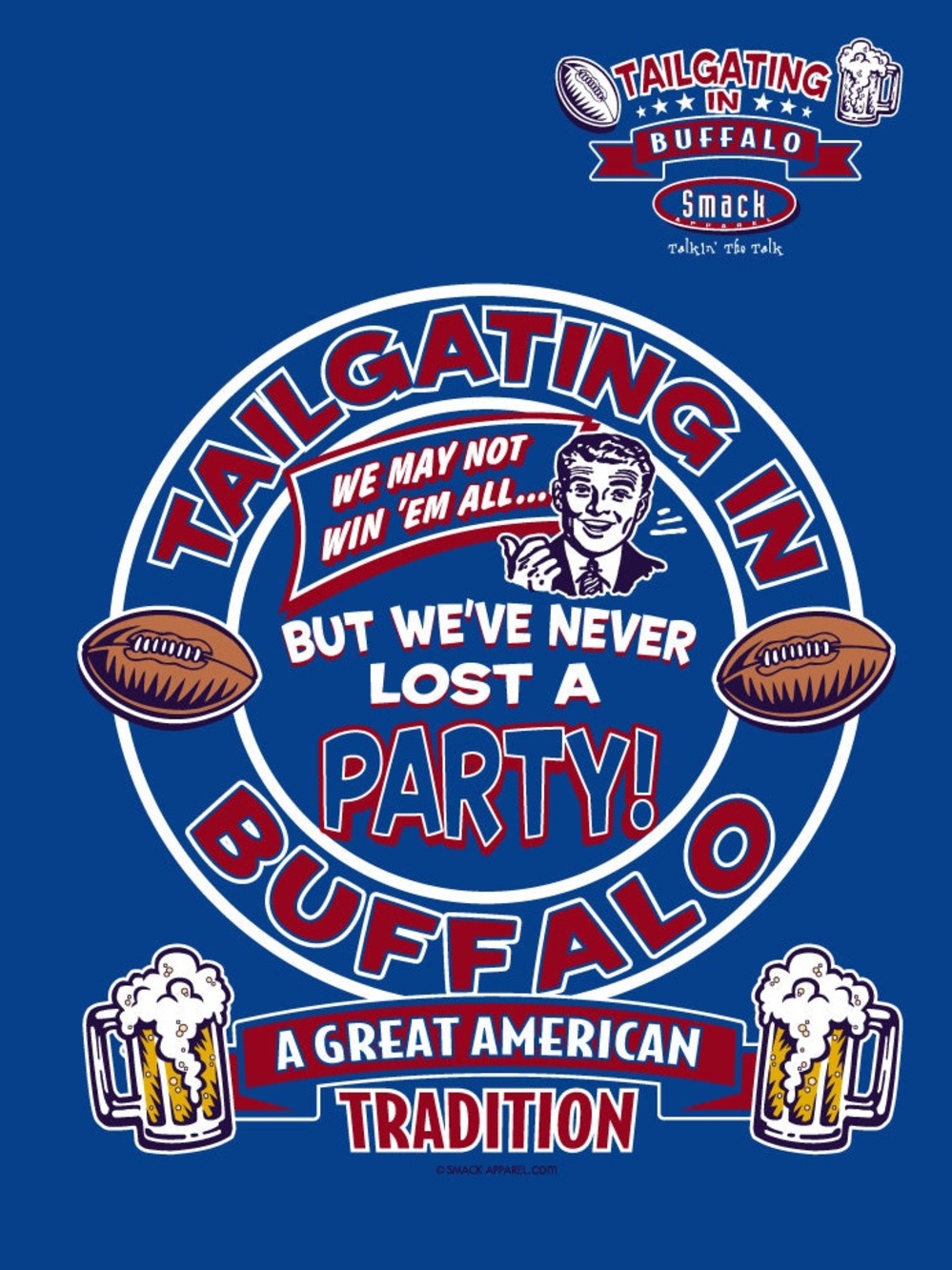 Tailgating Buffalo Short-Sleeve Crew Neck T-Shirt - Royal Blue